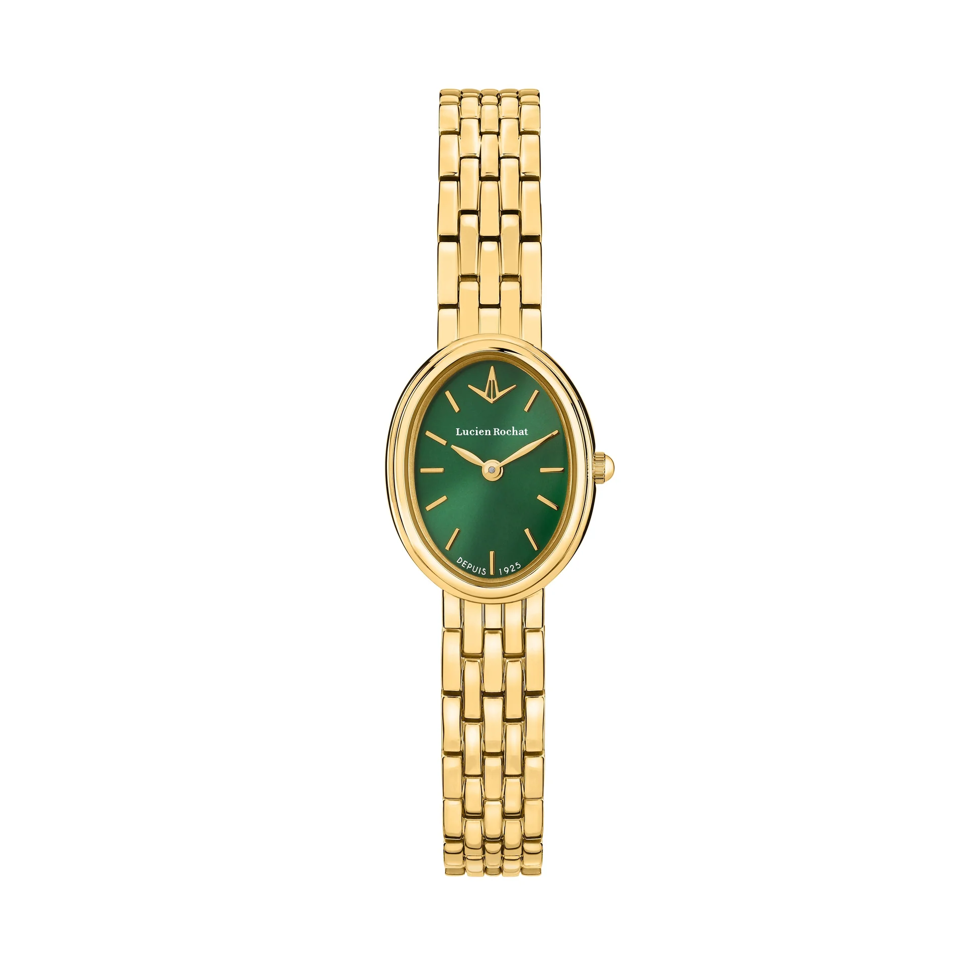 Lucien Rochat Precieux 20mm 2h Green Dial Gold Plated Bracelet R0453126502