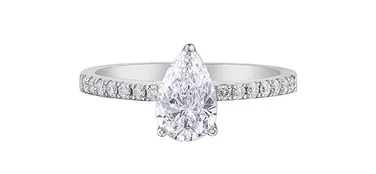 Platinum Pear Shape Diamond Engagement Ring With Diamond Set Shoulders 14869