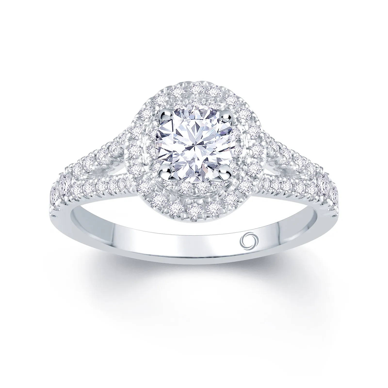 Platinum Split Shank Diamond Halo Engagement Ring 17849