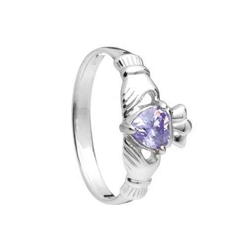 Silver Classic June Birthstone Claddagh Ring