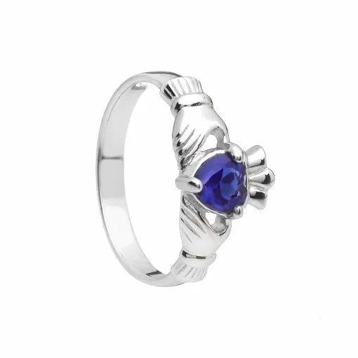Sterling Silver Classic September Birthstone Claddagh Ring