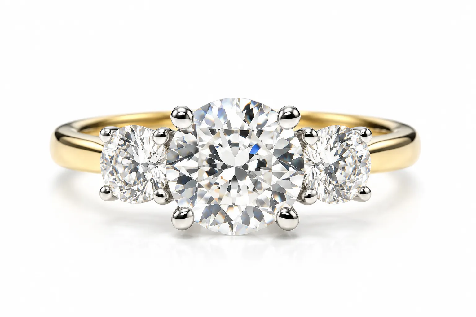 9ct Yellow Gold Graduated Three Stone Round Brilliant Cut Cz Ring