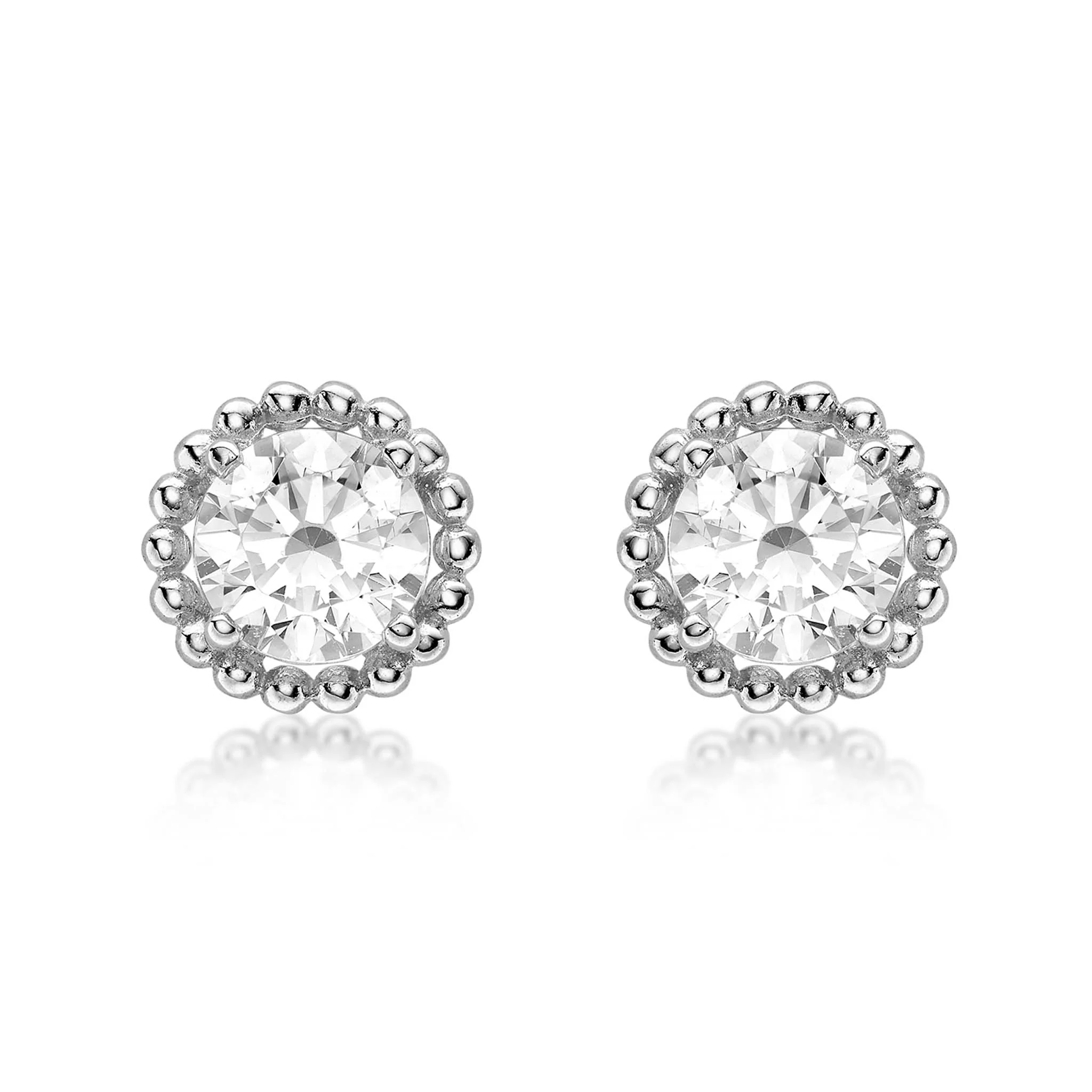 9ct White Cz Mini Halo Stud Earrings