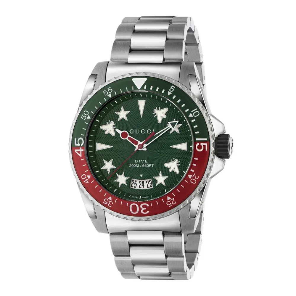 GUCCI GREEN AND RED 45MM DIVE WATCH YA136222